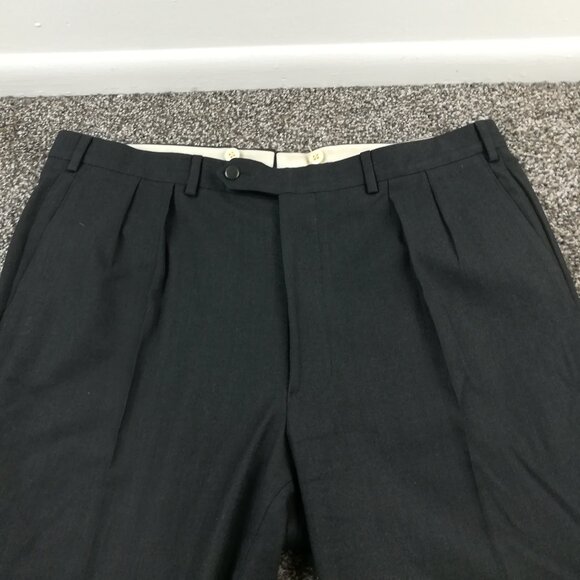 Paul Stuart Dress Pants Italian Super 120 Flannel Wool Pleated Cuffed Gray 40x33 - Picture 1 of 10